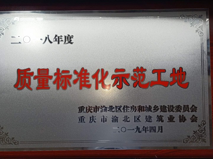 綠城大石壩組團工程被評為重慶市2018年度“質量標準化示范工地”